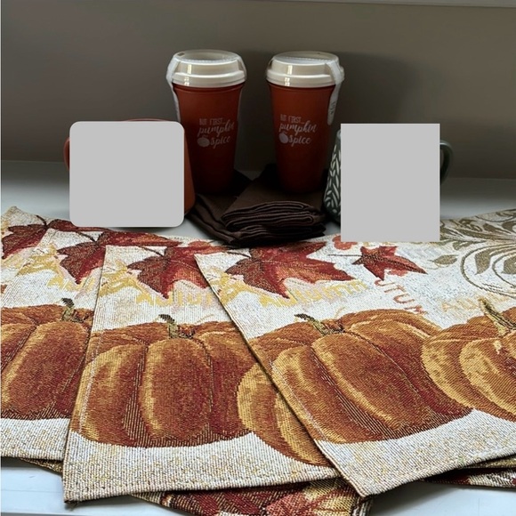 PUMPKIN PLACEMATS, Fall to go cups, brown napkins ~ NEW/used ~ bundle/10 - Picture 5 of 5